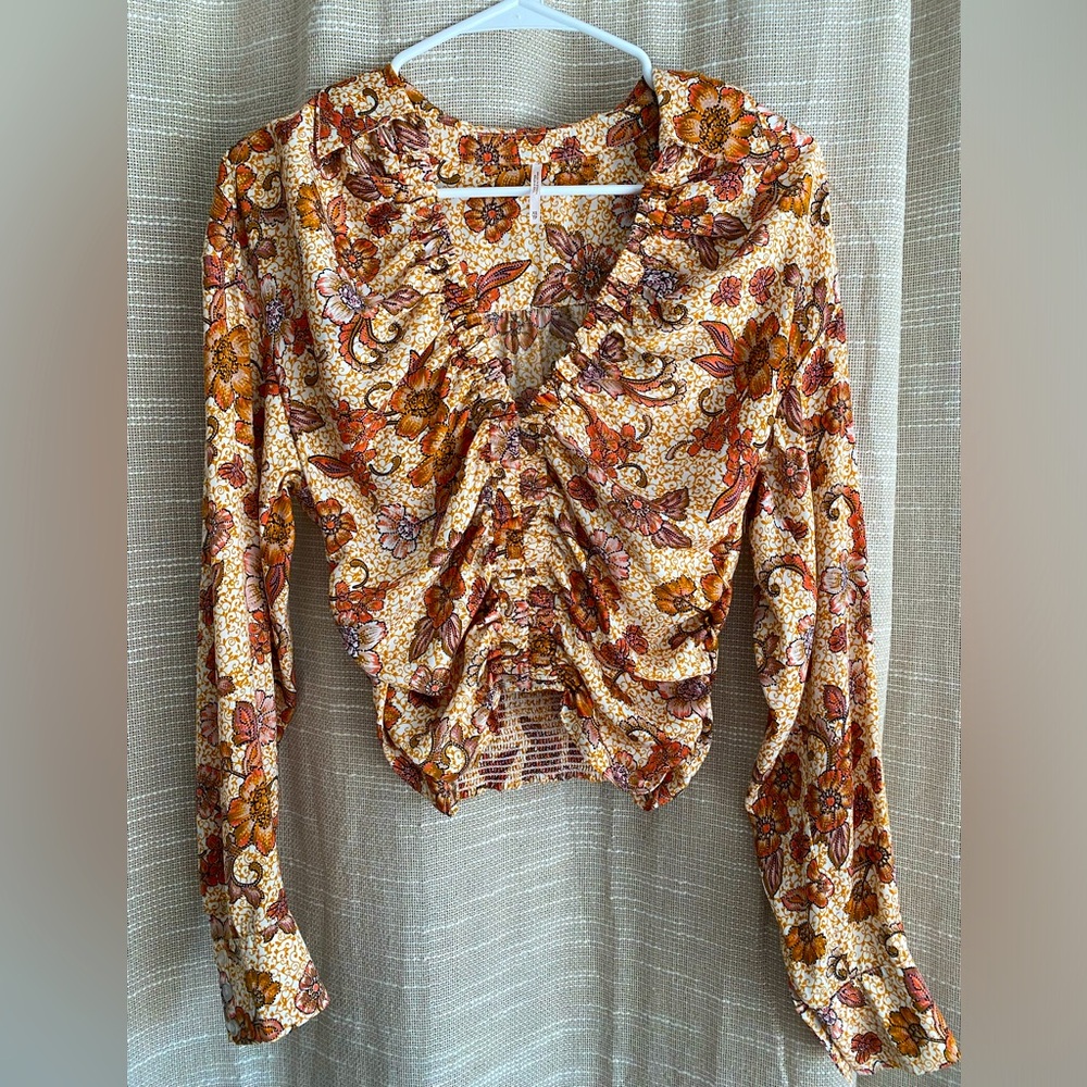 Free People I Got You Floral Printed Top Size XS